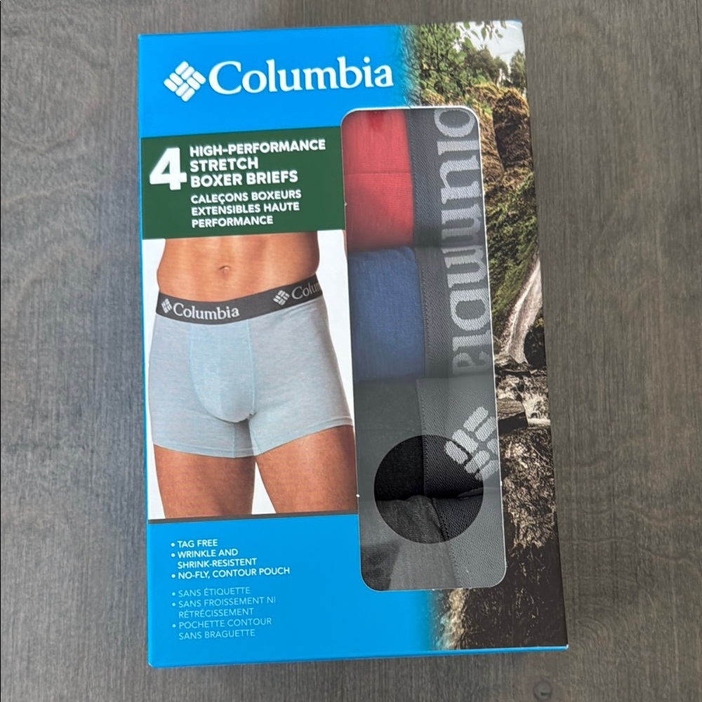 New Columbia 4 Pack HIGH-PERFORMANCE
STRETCH
BOXER BRIEFS